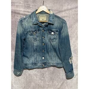 True Religion Gigi Trucker Distressed Denim Jean Jacket size Women's S
